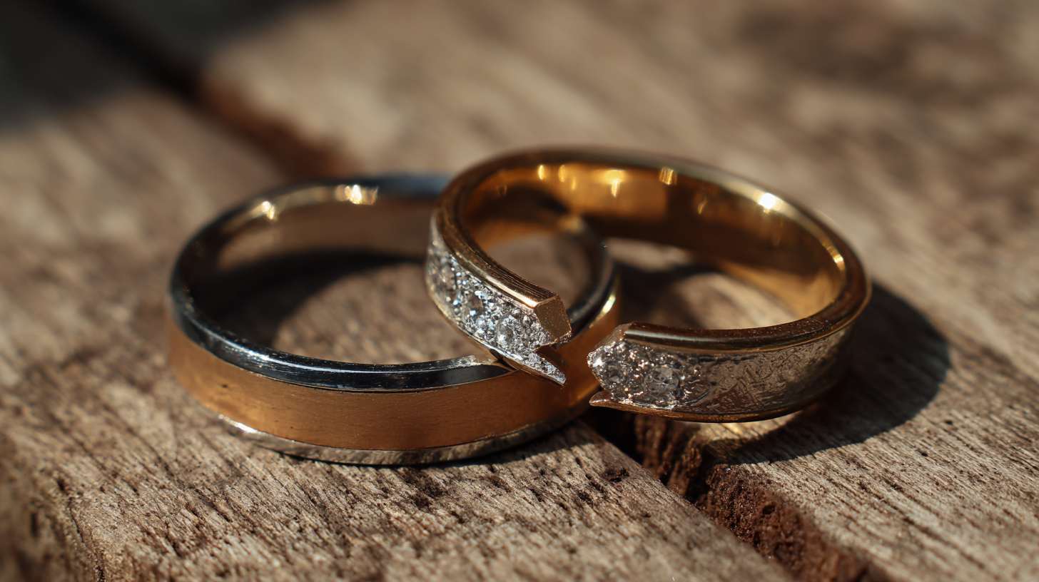 wedding bands one whole one broken