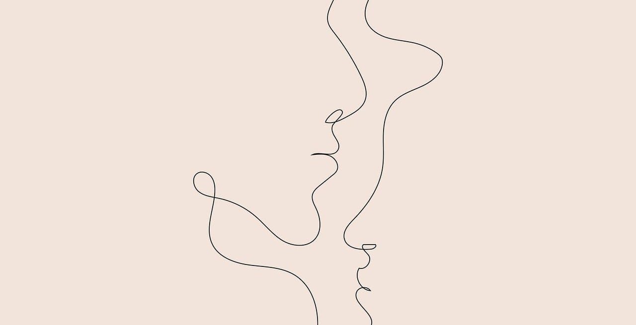 Pencil line abstract faces