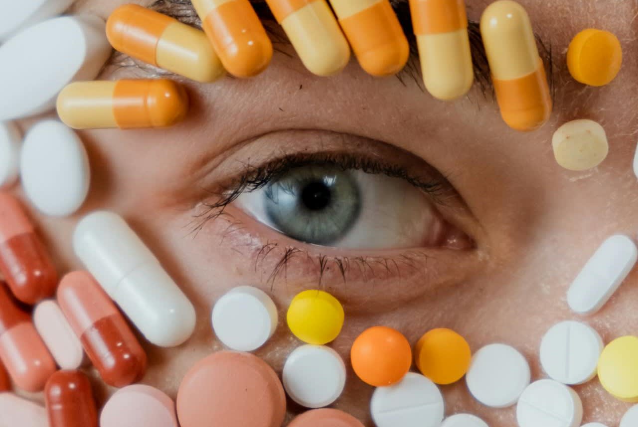 Eye looking through medication