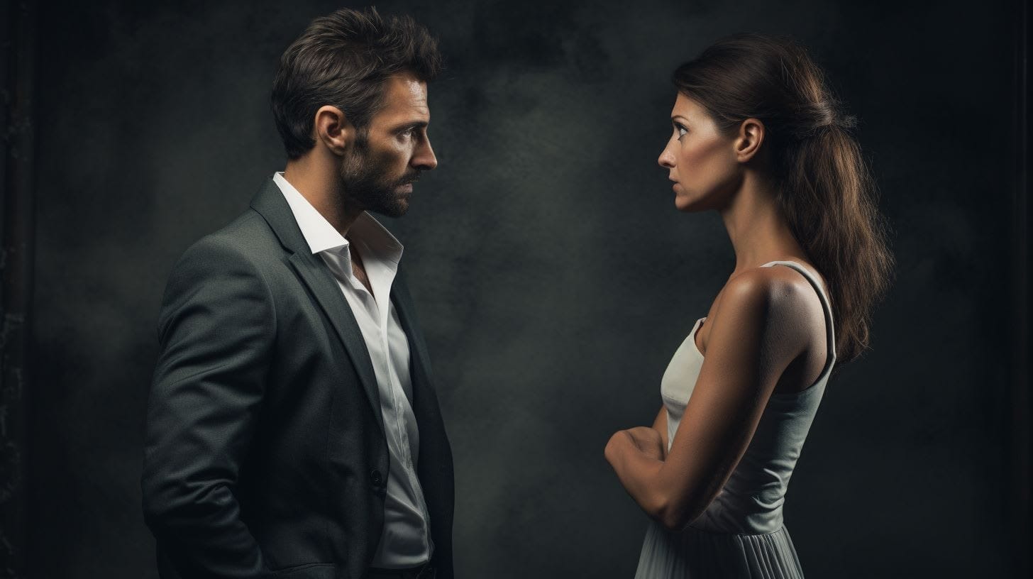 Angry couple in pain after  husband was unfaithful