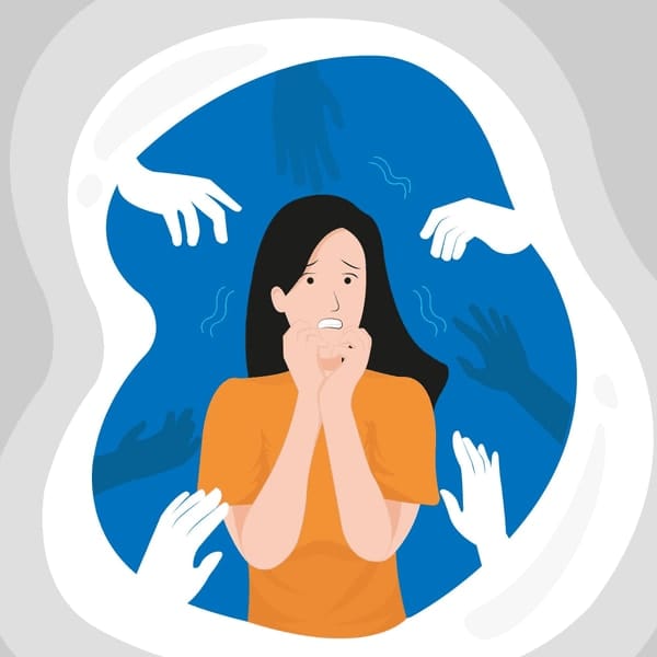 Illustration of a traumatised girl