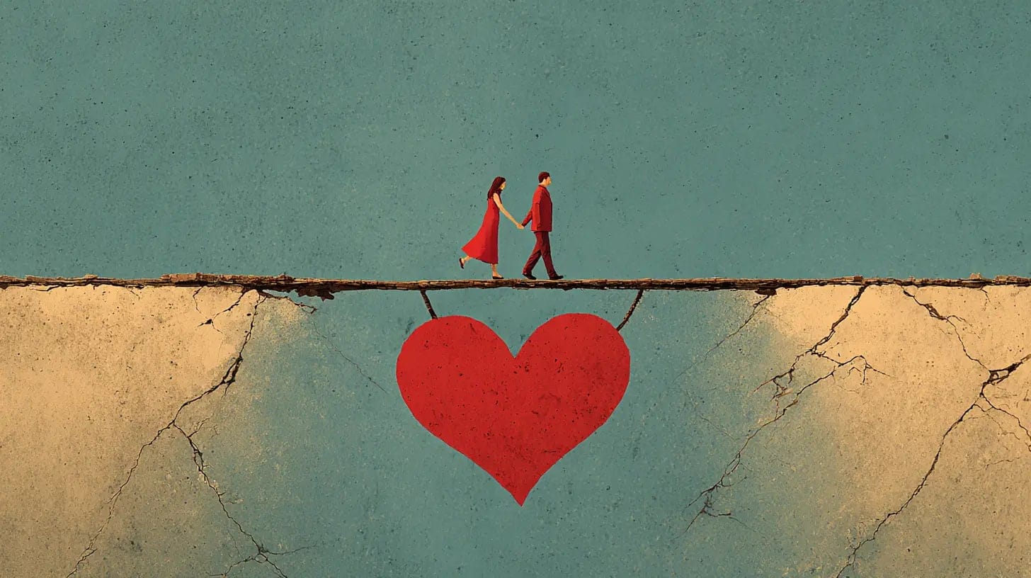 Couple navigating the tight rope of relationship