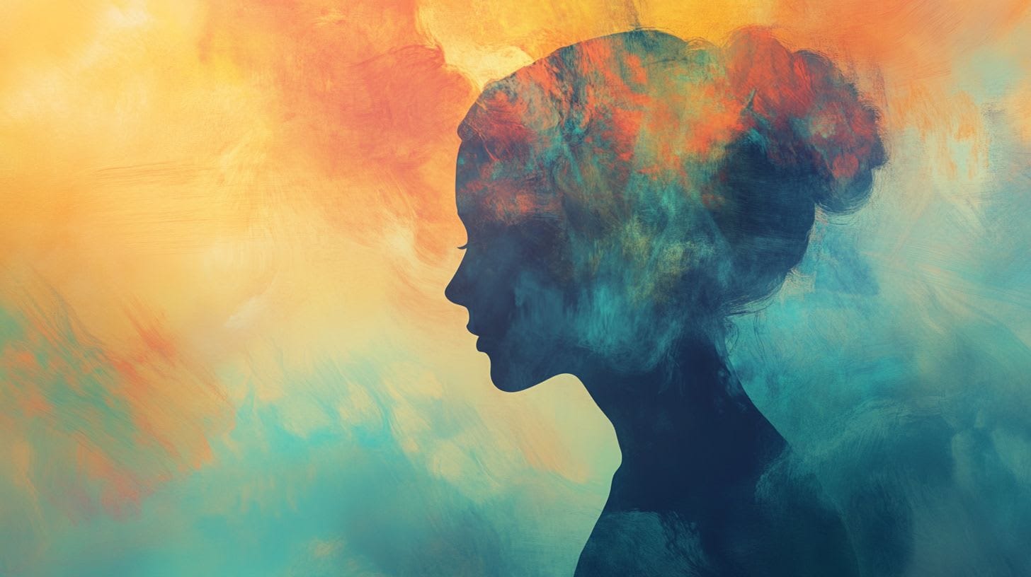 Beautifully abstract graphic art image of a feminine face