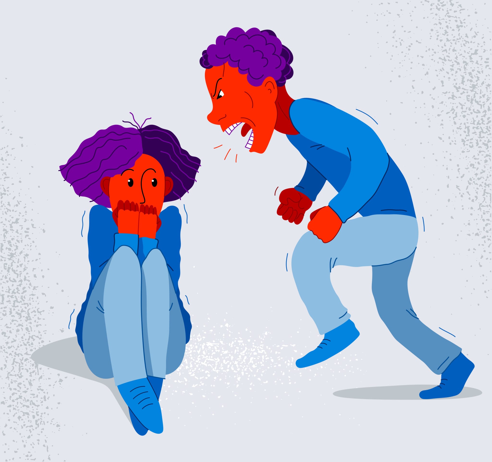 Illustration of a man asserting abuse on a woman, suggesting a trauma bond