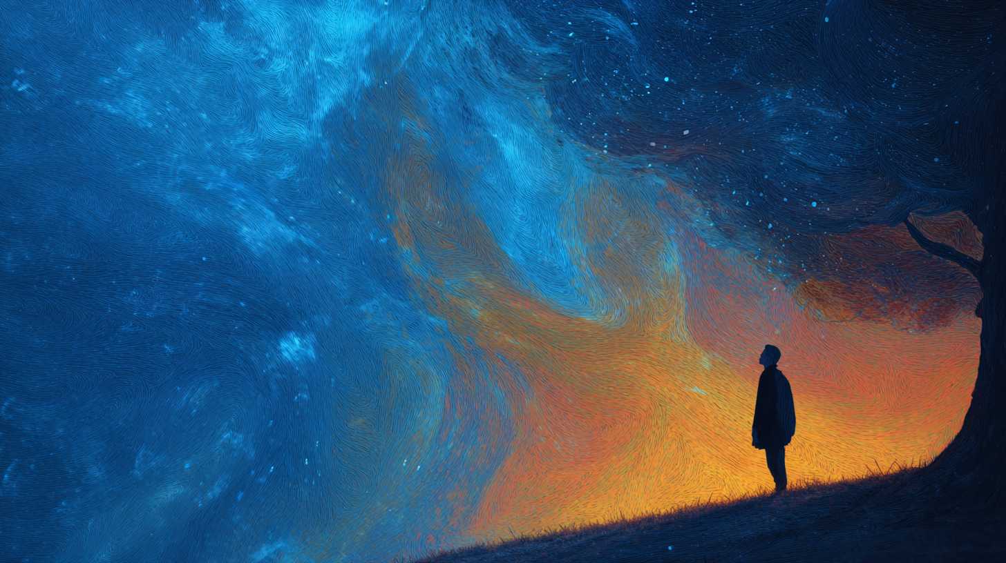 A man looking to the sky