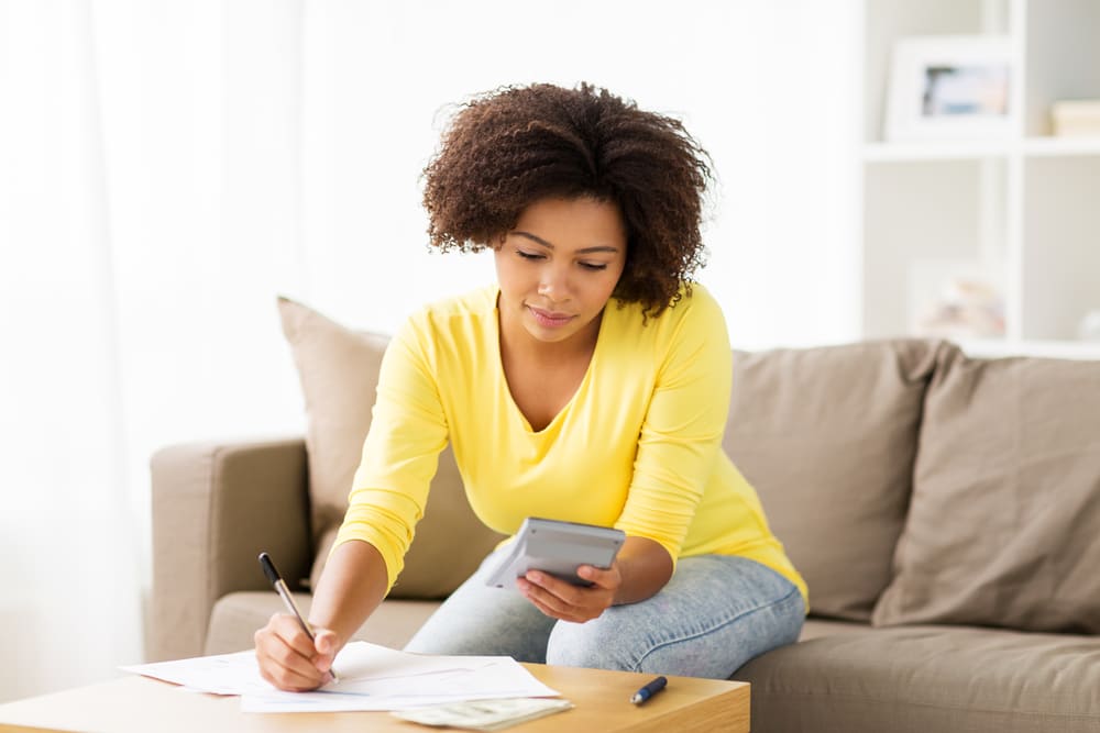 Woman checking private practice financials