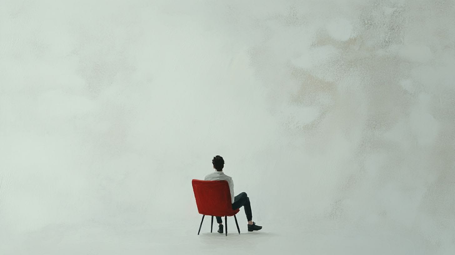Single chaire with mall facing a wall