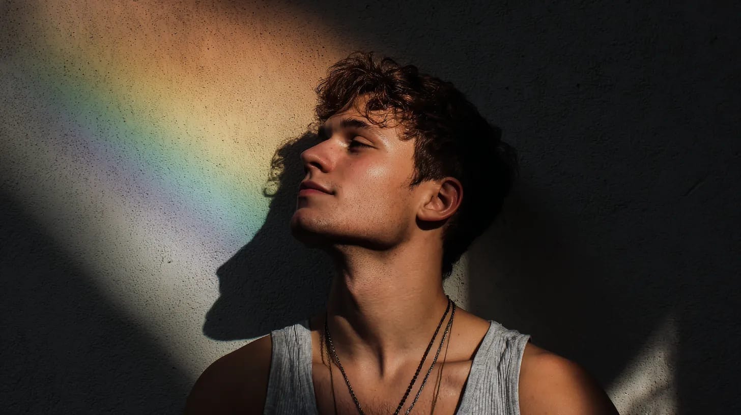 Youth in rainbow light