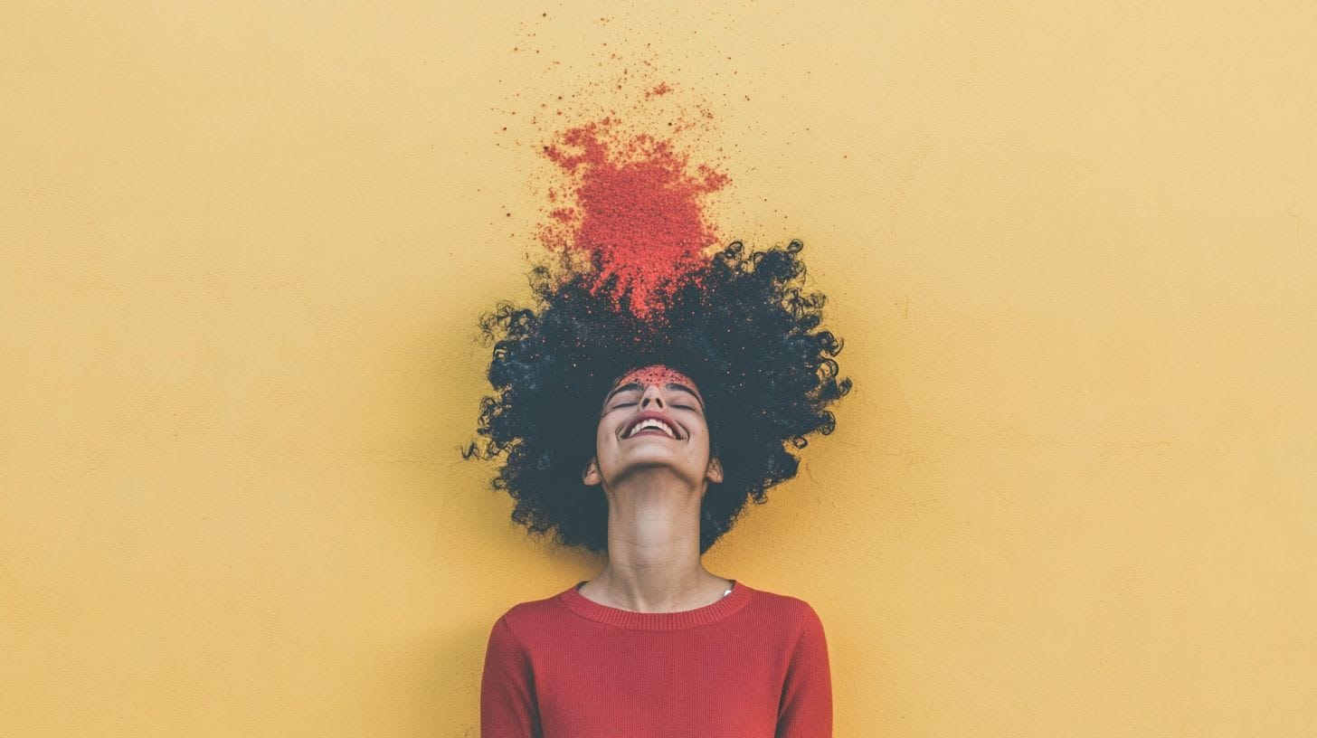 Woman on yellow background with big smile for Canada directory