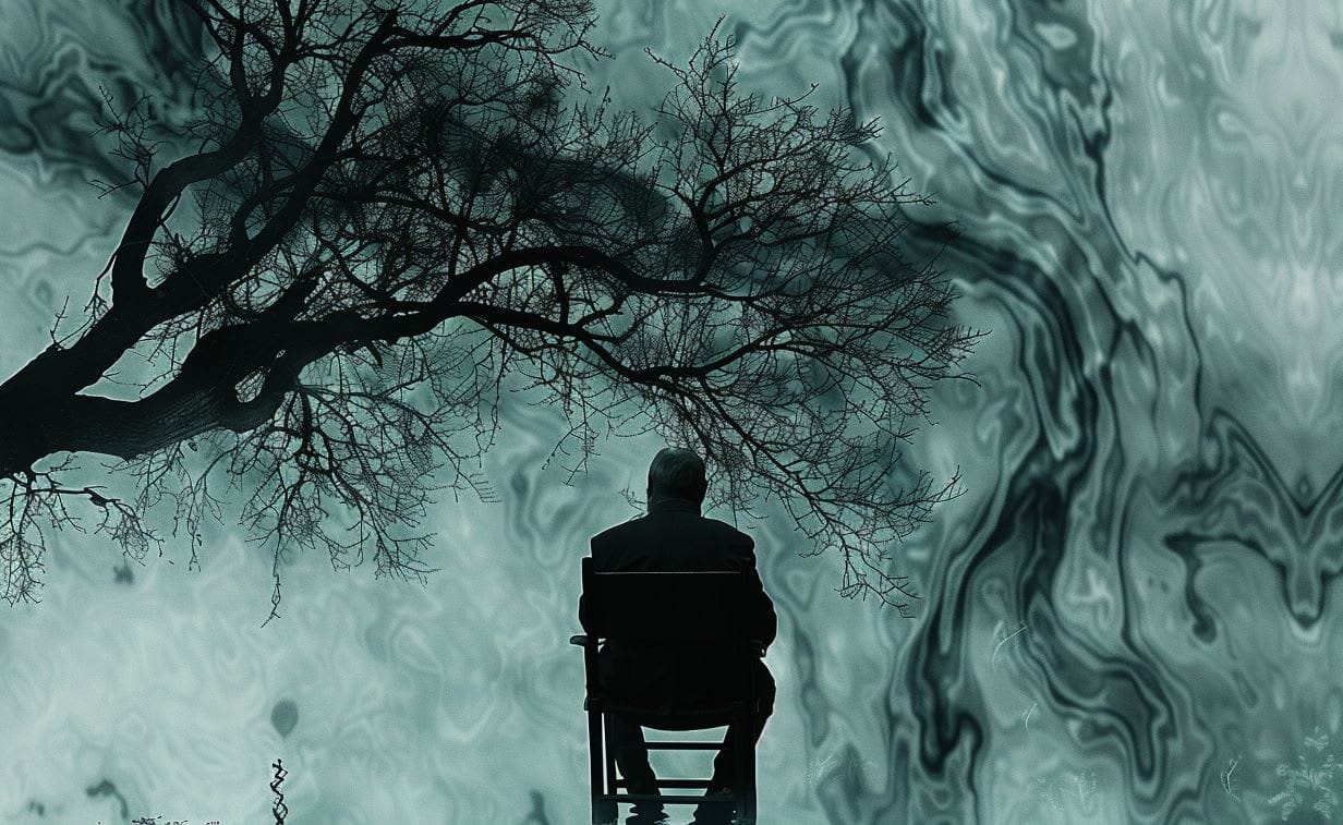 Graphical man watching cosmic paint dry in his therapy