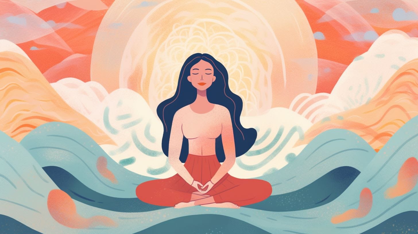 Depiction of mindful meditation peace and calm