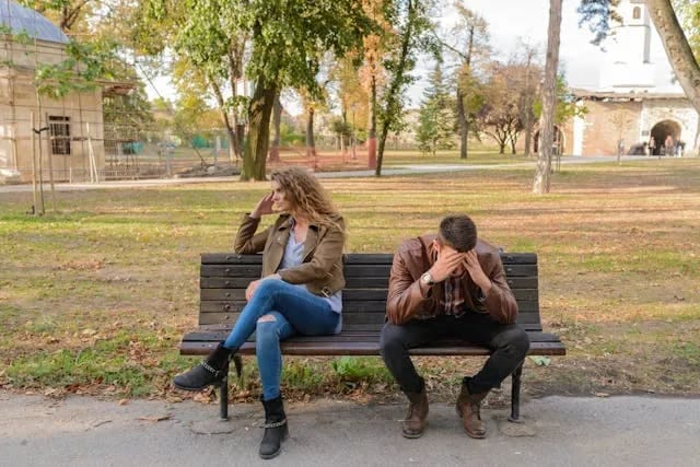 An unhappy couple going through challenges in their marriage