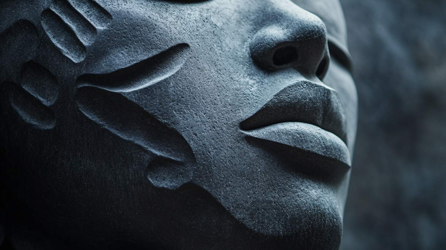 Precision carved and sculpted touched feminine beauty