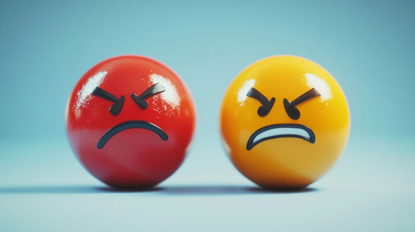 Emoji balls experiencing conflict